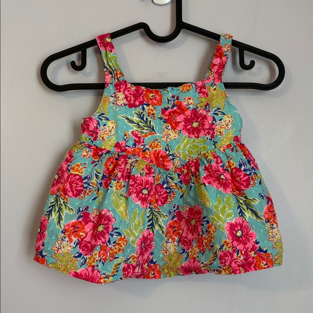 Tommy Bahama Floral Peplum Sleeveless Top With Swiss Dots size S (5/6)